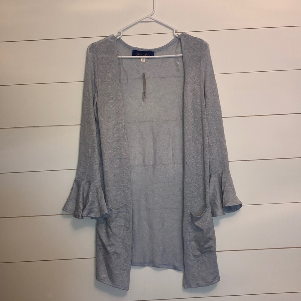 Light blue cardigan with bell sleeves